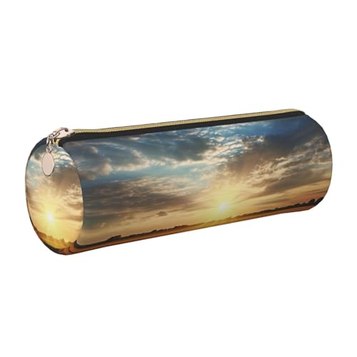 KTHSNSKL Federmäppchen aus Leder mit Reißverschluss, ästhetischer Stifthalter, Feld-Sonnenaufgang, Federmäppchen für Damen und Herren, handgefertigt, multifunktional, Reise-Kosmetiktasche für Arbeit KTHSNSKL Federmäppchen aus Leder mit Reißverschluss, ästhetischer Stifthalter, Feld-Sonnenaufgang, Federmäppchen für Damen und Herren, handgefertigt, multifunktional, Reise-Kosmetiktasche für Arbeit von KTHSNSKL