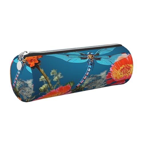 KTHSNSKL Federmäppchen aus Leder mit Reißverschluss, ästhetischer Stifthalter, Libelle und Blume, Federmäppchen für Damen und Herren, handgefertigt, multifunktional, Reise-Kosmetiktasche für Arbeit KTHSNSKL Federmäppchen aus Leder mit Reißverschluss, ästhetischer Stifthalter, Libelle und Blume, Federmäppchen für Damen und Herren, handgefertigt, multifunktional, Reise-Kosmetiktasche für Arbeit von KTHSNSKL