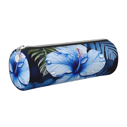 KTHSNSKL Federmäppchen aus Leder mit Reißverschluss, ästhetischer Stifthalter, blaue Blume, tropisches Federmäppchen für Damen und Herren, handgefertigt, multifunktional, Reise-Kosmetiktasche für KTHSNSKL Federmäppchen aus Leder mit Reißverschluss, ästhetischer Stifthalter, blaue Blume, tropisches Federmäppchen für Damen und Herren, handgefertigt, multifunktional, Reise-Kosmetiktasche für von KTHSNSKL