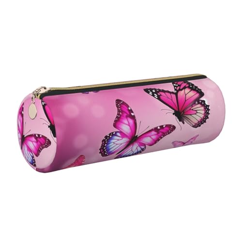KTHSNSKL Federmäppchen aus Leder mit Reißverschluss, ästhetischer Stifthalter, rosa Schmetterlinge, Federmäppchen für Damen und Herren, handgefertigt, multifunktional, Reise-Kosmetiktasche für Arbeit KTHSNSKL Federmäppchen aus Leder mit Reißverschluss, ästhetischer Stifthalter, rosa Schmetterlinge, Federmäppchen für Damen und Herren, handgefertigt, multifunktional, Reise-Kosmetiktasche für Arbeit von KTHSNSKL