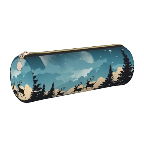 KTHSNSKL Federmäppchen aus Leder mit Reißverschluss – Ästhetischer Stifthalter Weihnachten Winter Federmäppchen für Damen & Herren – Handgefertigtes Federmäppchen Multifunktionales Reise-Kosmetiketui von KTHSNSKL