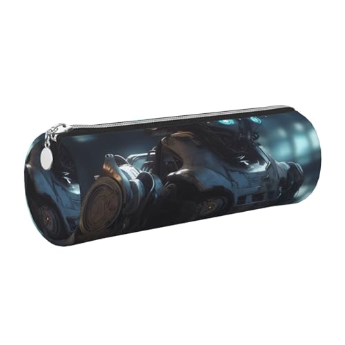 KTHSNSKL Federmäppchen aus Leder mit Reißverschluss – Ästhetischer Stifthalter Zukunft Roboter Federmäppchen für Damen & Herren – Handgefertigtes Federmäppchen Multifunktionales Reise-Kosmetiketui für von KTHSNSKL