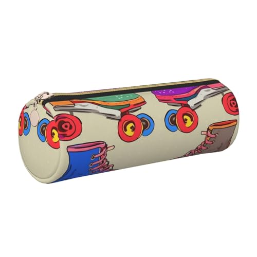 Leder-Federmäppchen mit Reißverschluss, ästhetischer Stifthalter, Retro, bunt, Rollschuh-Federmäppchen für Damen und Herren, handgefertigt, multifunktional, Reise-Kosmetiktasche für Arbeit, Büro Leder-Federmäppchen mit Reißverschluss, ästhetischer Stifthalter, Retro, bunt, Rollschuh-Federmäppchen für Damen und Herren, handgefertigt, multifunktional, Reise-Kosmetiktasche für Arbeit, Büro von KTHSNSKL