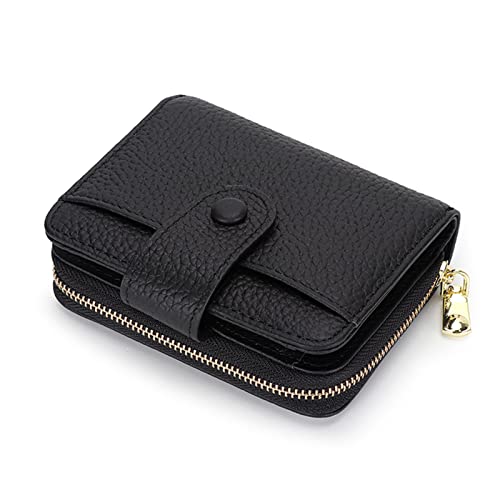 Damen-Geldbörse Aus Echtem Leder Mit Rundum-Reißverschluss, Kleines Kreditkartenetui Mit Großer Kapazität Und 17 Kartenfächern, Organizer for Damen Mit Mehreren Fächern (blau)(Black) von KTLCNDF