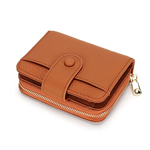 Damen-Geldbörse Aus Echtem Leder Mit Rundum-Reißverschluss, Kleines Kreditkartenetui Mit Großer Kapazität Und 17 Kartenfächern, Organizer for Damen Mit Mehreren Fächern (blau)(Brown) von KTLCNDF