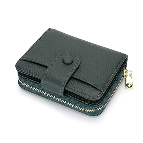 Damen-Geldbörse Aus Echtem Leder Mit Rundum-Reißverschluss, Kleines Kreditkartenetui Mit Großer Kapazität Und 17 Kartenfächern, Organizer for Damen Mit Mehreren Fächern (blau)(Green) von KTLCNDF