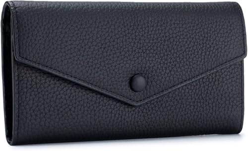 KTLCNDF Elegante lange Geldbörse aus echtem Leder for Damen – Integriertes Münzfach mit Reißverschluss und mehr als 12 Kartenfächer(#1) von KTLCNDF
