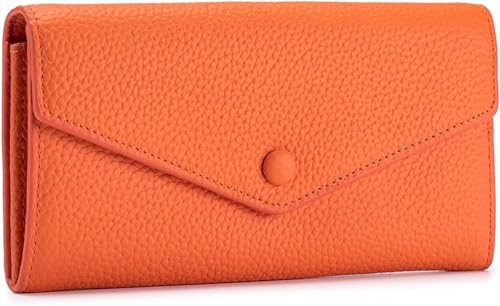KTLCNDF Elegante lange Geldbörse aus echtem Leder for Damen – Integriertes Münzfach mit Reißverschluss und mehr als 12 Kartenfächer(#2) von KTLCNDF