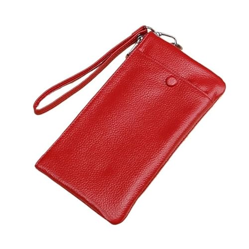 KTLCNDF Stilvolle Umhängetasche Aus Leder for Herren – Schlanke Geldbörse Mit Mehreren Fächern Und Handyhalter Aus Strapazierfähigem Rindsleder(Red) von KTLCNDF