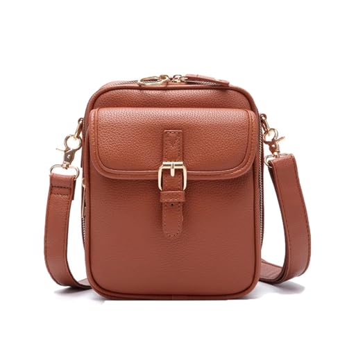 KTLCNDF Umhängetasche Aus Echtem Leder – Schultertasche Im Vintage-Design Mit Mehreren Fächern, Integriertem Kartenhalter Und Verstellbarem Riemen(Brown) von KTLCNDF