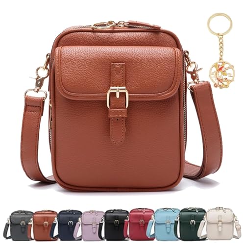 KTLCNDF Umhängetaschen Aus Echtem Leder – Kompakte Messenger Bag Im Vintage-Retro-Stil Mit Verstellbarem Riemen, Umhängetasche For Den Alltag In Schwarz(Brown) von KTLCNDF