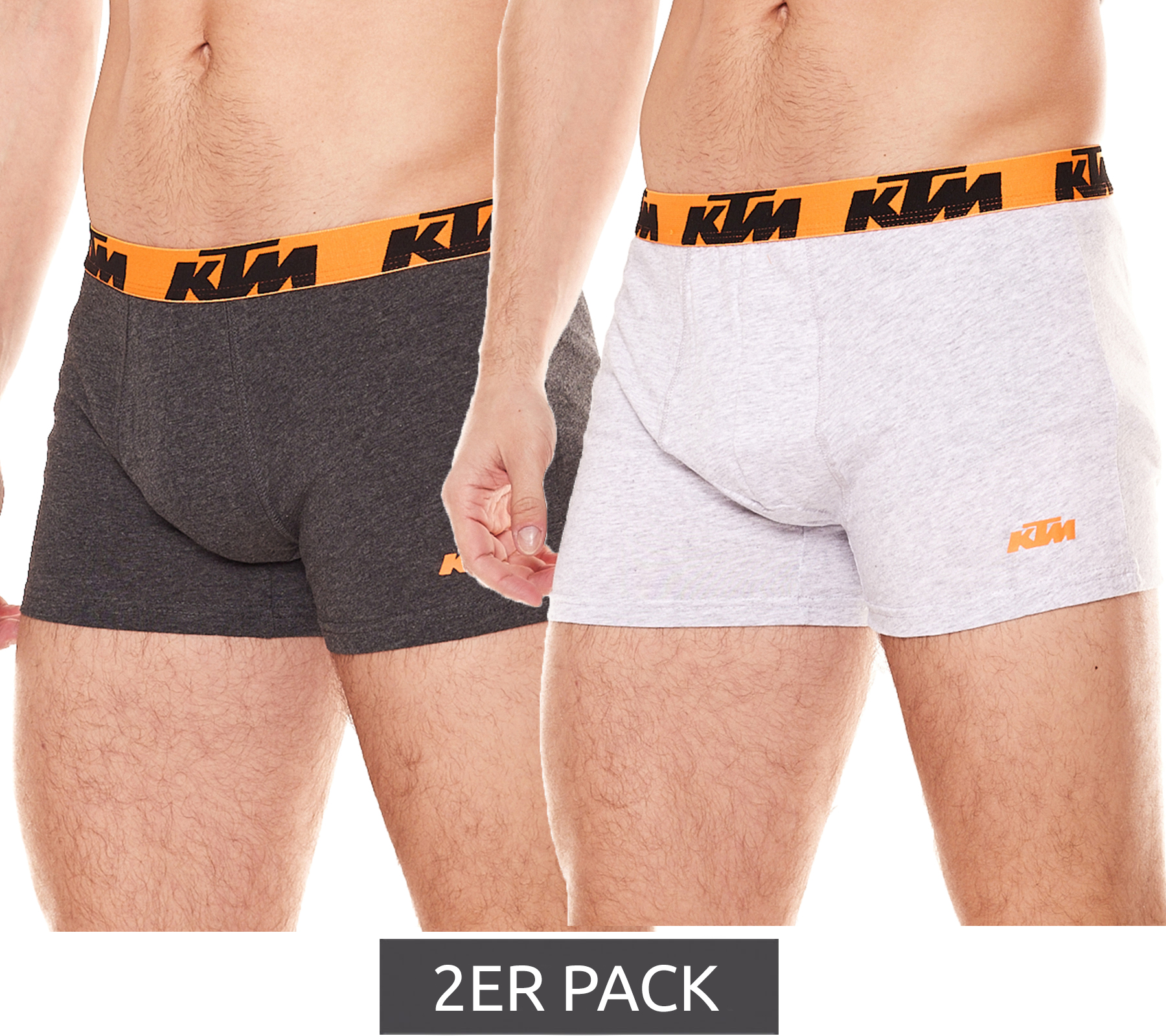 2er Pack KTM Herren Unterhose klassische Boxershorts aus Baumwolle 1BCX2ASS2D GLG Dunkelgrau/Grau von KTM