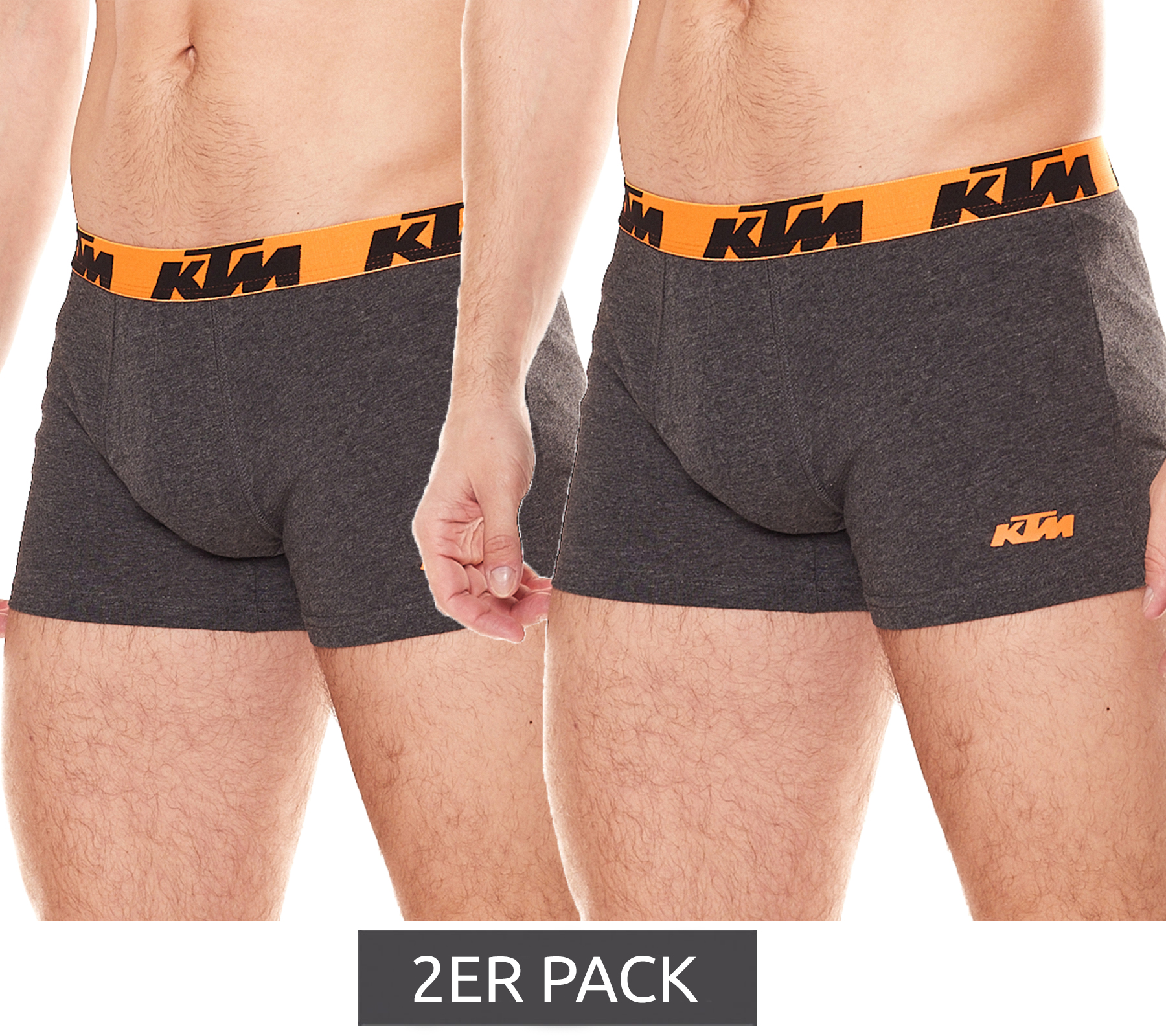 2er Pack KTM Herren Unterhose weiche Boxershorts aus Baumwolle 1BCX2ASS2D G/B Dunkelgrau von KTM