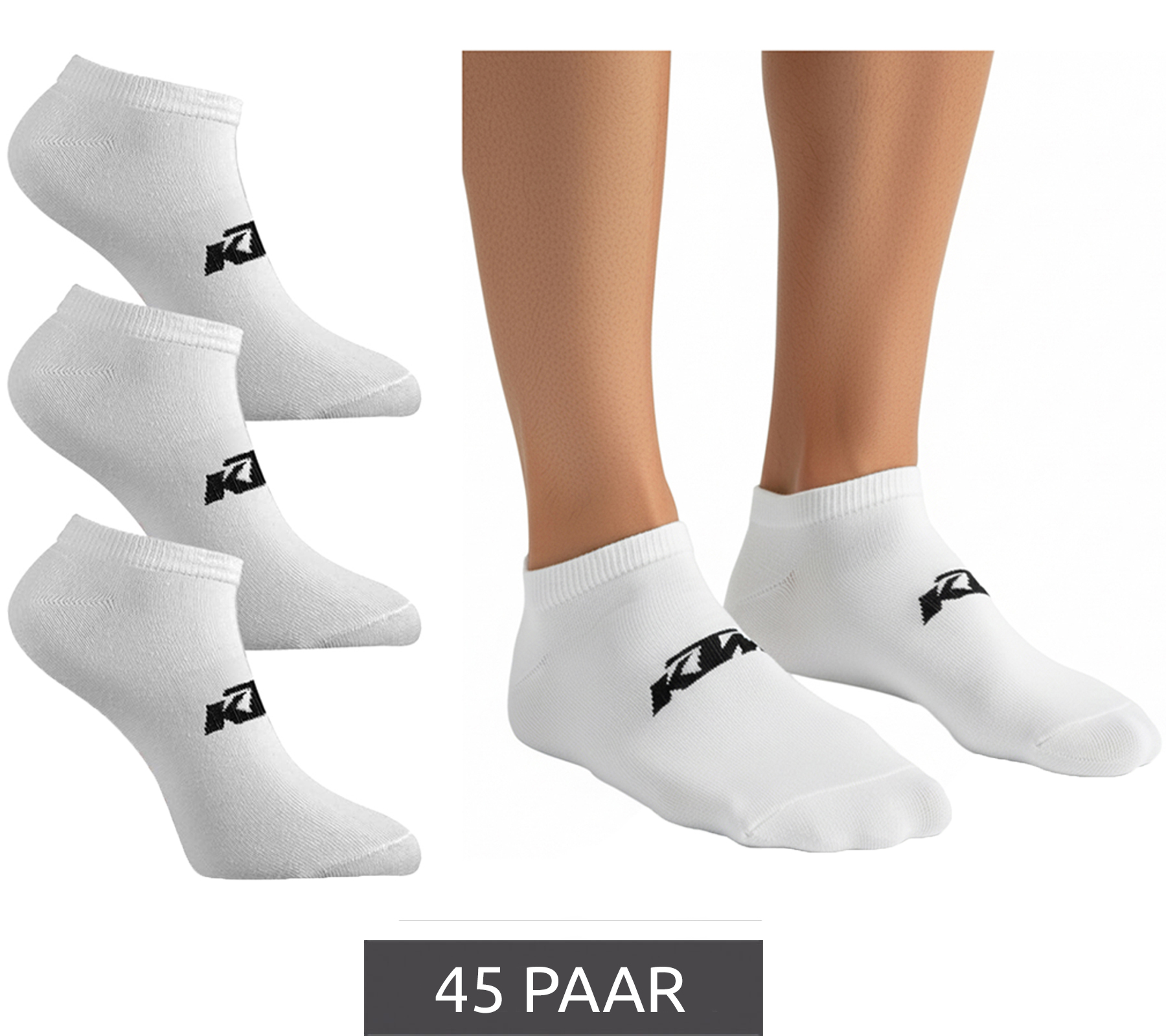 45 Paar KTM Sportsocken Sneaker-Socken mit Logo Baumwoll-Strümpfe Oeko-Tex 100 Zertifiziert KTM/1/SLCX3/BL Weiß von KTM
