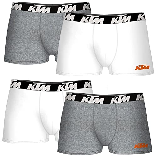 KTM Herren XL-Set mit 4 Weiß und Hellgrau Boxershorts, bunt von KTM