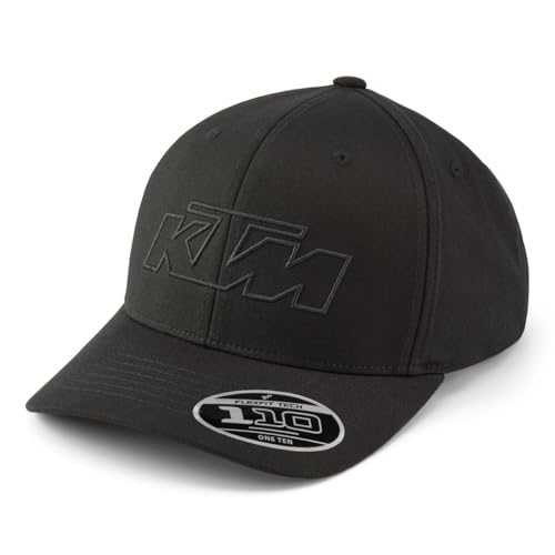 KTM Schwarze Flexfit Baseballkappe, One Ten Snapback, gesticktes Logo, Schwarz, Einheitsgröße von KTM