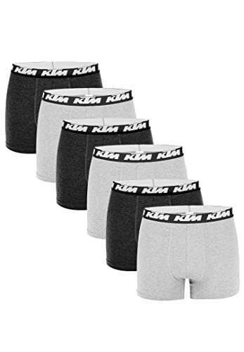 KTM by Freegun Boxershorts für Herren Unterwäsche Pant Men´s Boxer 6 er Pack, Farbe:Dark Grey/Light Grey, Bekleidungsgröße:L von KTM