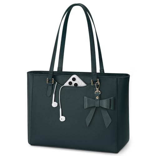 KTMOUW Handtasche Damen Groß Shopper Tasche Damen Wasserdichte Leder Tote Bag Arbeitstasche Schultertaschen Umhängetasche Henkeltasche für Business Büro Schule Grün von KTMOUW
