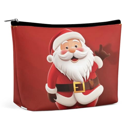 KTNML Tragbare Kosmetiktasche mit Reißverschluss, Cartoon-Weihnachtsmann, bedruckt, Aufbewahrung, Make-up-Tasche, leicht zu transportieren, Reise-Kosmetiktasche für Frauen, Cartoon-Weihnachtsmann, von KTNML