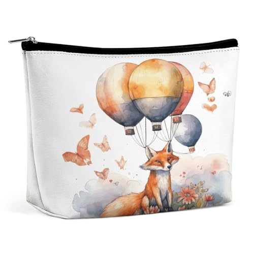 KTNML Tragbare Kosmetiktasche mit Reißverschluss, Fuchs und Heißluftballon, bedruckte Aufbewahrung, Make-up-Tasche, leicht zu transportieren, Reise-Kosmetiktasche für Frauen, Fuchs und Heißluftballon, KTNML Tragbare Kosmetiktasche mit Reißverschluss, Fuchs und Heißluftballon, bedruckte Aufbewahrung, Make-up-Tasche, leicht zu transportieren, Reise-Kosmetiktasche für Frauen, Fuchs und Heißluftballon, von KTNML