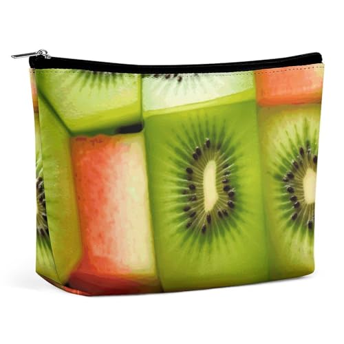 KTNML Tragbare Kosmetiktasche mit Reißverschluss, Kiwi-Wassermelone, bedruckt, Aufbewahrungs-Make-up-Tasche, leicht zu transportieren, Reise-Kosmetiktasche für Damen, Kiwi-Wassermelone, 17,3 x 15 cm, von KTNML