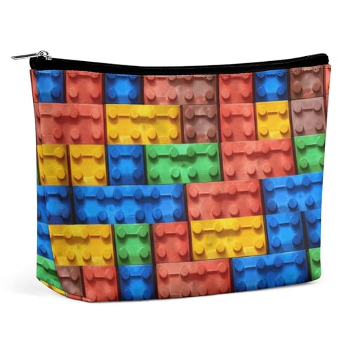 KTNML Tragbare Kosmetiktasche mit Reißverschluss, bunte Ziegelsteine, Aufbewahrungs-Make-up-Tasche, einfach zu transportieren, Reise-Kosmetiktasche für Damen, bunter Ziegelstein, 17,3 x 15 cm, Bunte KTNML Tragbare Kosmetiktasche mit Reißverschluss, bunte Ziegelsteine, Aufbewahrungs-Make-up-Tasche, einfach zu transportieren, Reise-Kosmetiktasche für Damen, bunter Ziegelstein, 17,3 x 15 cm, Bunte von KTNML