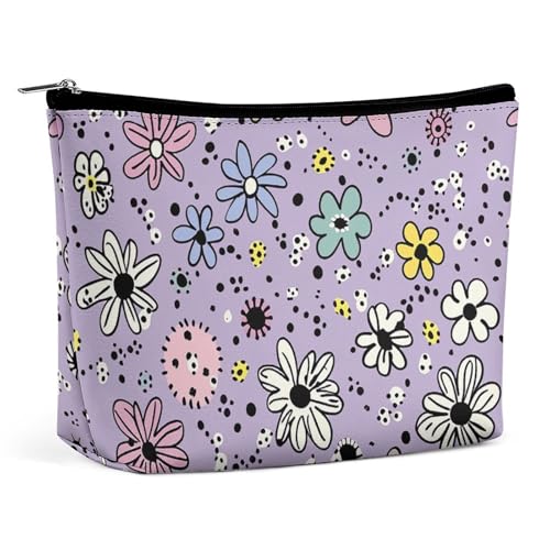 KTNML Tragbare Kosmetiktasche mit Reißverschluss, einfaches Kritzelmuster, bedruckte Aufbewahrung, Make-up-Tasche, leicht zu transportieren, Reise-Kosmetiktasche für Damen, einfaches Kritzelmuster, von KTNML
