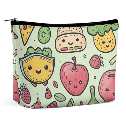 KTNML Tragbare Kosmetiktasche mit Reißverschluss, für Lebensmittel, Kritzeleien, Zeichnen, bedruckte Aufbewahrung, Make-up-Tasche, leicht zu transportieren, Reise-Kosmetiktasche für Frauen, von KTNML