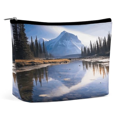 KTNML Tragbare Kosmetiktasche mit Reißverschluss, herrliche Aussicht in Banff, bedruckte Aufbewahrung, Make-up-Tasche, leicht zu transportieren, Reise-Kosmetiktasche für Frauen, herrliche Aussicht in von KTNML