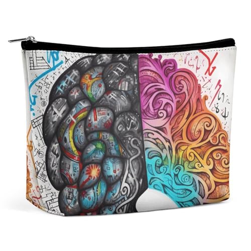 KTNML Tragbare Kosmetiktasche mit Reißverschluss, linke und rechte Gehirnhälfte, bedruckt, Make-up-Tasche, leicht zu transportieren, Reise-Kosmetiktasche für Damen, linke und rechte Gehirnhälfte, 17,3 KTNML Tragbare Kosmetiktasche mit Reißverschluss, linke und rechte Gehirnhälfte, bedruckt, Make-up-Tasche, leicht zu transportieren, Reise-Kosmetiktasche für Damen, linke und rechte Gehirnhälfte, 17,3 von KTNML