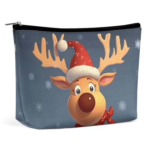 KTNML Tragbare Kosmetiktasche mit Reißverschluss, niedlicher Weihnachts-Hirsch, bedruckt, Aufbewahrungs-Make-up-Tasche, leicht zu transportieren, Reise-Kosmetiktasche für Damen, niedliches KTNML Tragbare Kosmetiktasche mit Reißverschluss, niedlicher Weihnachts-Hirsch, bedruckt, Aufbewahrungs-Make-up-Tasche, leicht zu transportieren, Reise-Kosmetiktasche für Damen, niedliches von KTNML