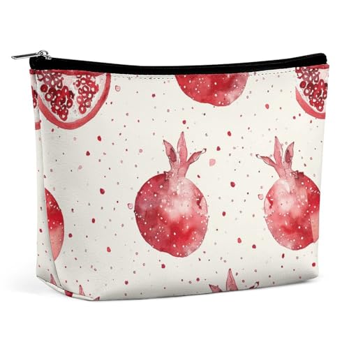 KTNML Tragbare Kosmetiktasche mit Reißverschluss, rotes Granatapfelmuster, bedruckte Aufbewahrung, Make-up-Tasche, leicht zu transportieren, Reise-Kosmetiktasche für Damen, rotes Granatapfelmuster, KTNML Tragbare Kosmetiktasche mit Reißverschluss, rotes Granatapfelmuster, bedruckte Aufbewahrung, Make-up-Tasche, leicht zu transportieren, Reise-Kosmetiktasche für Damen, rotes Granatapfelmuster, von KTNML