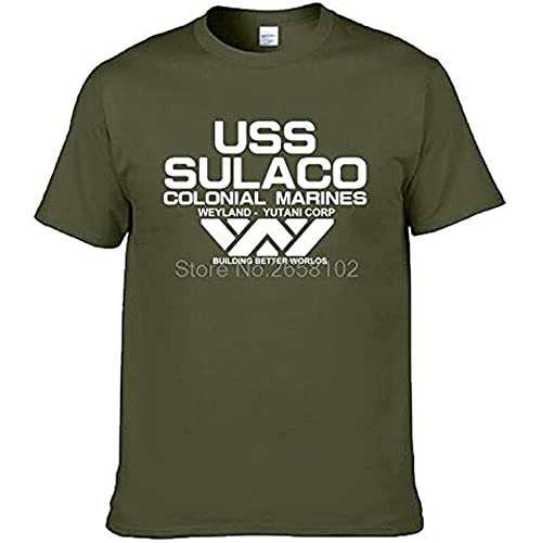 Fashion USCSS Nostromo T-T-Shirts Hemden Alien USS Sulaco Colonial Marines Aliens Off World Short Sleeve TT-Shirts Hemden Men Cotton O Neck Tees Green(Large) von KTOPMC