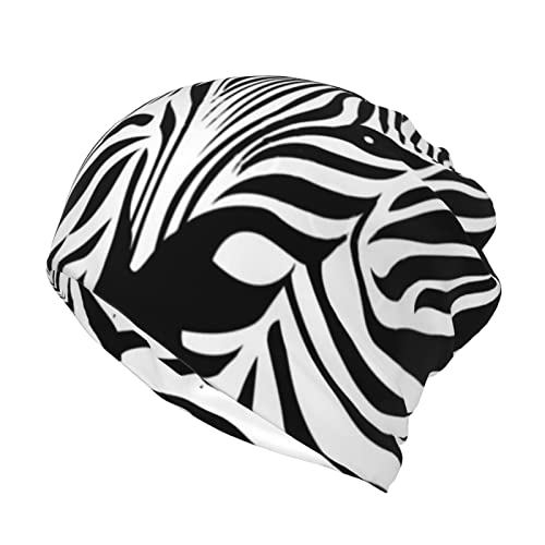KTQUZCLF Beanie Mütze, Art Foliage Beanie Cap, Sommer dünne Mütze Mode Kopfbedeckung für Männer & Frauen, Abstraktes Tier Zebra, One size von KTQUZCLF