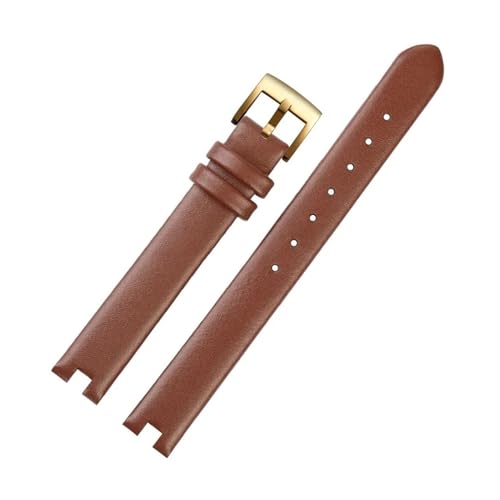 KTRSAVSSA 12 mm 14 mm Kalbslederarmband, kompatibel mit Guc-Lederuhrenarmband der Serie YA141401 YA141505, Damenarmband, Kerbenarmband, Schwarzbraun(Brown gk,14mm) von KTRSAVSSA
