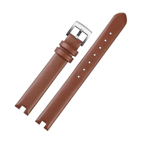 KTRSAVSSA 12 mm 14 mm Kalbslederarmband, kompatibel mit Guc-Lederuhrenarmband der Serie YA141401 YA141505, Damenarmband, Kerbenarmband, Schwarzbraun(Brown sk,14mm) von KTRSAVSSA