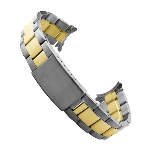 KTRSAVSSA 13 mm 17 mm 19 mm 20 mm Edelstahl-Ersatzarmband for Oyster-Uhren, kompatibel mit Rolex-Uhrenarmband, Damen-Uhrenarmbänder, Herren(Silver gold,18mm) von KTRSAVSSA