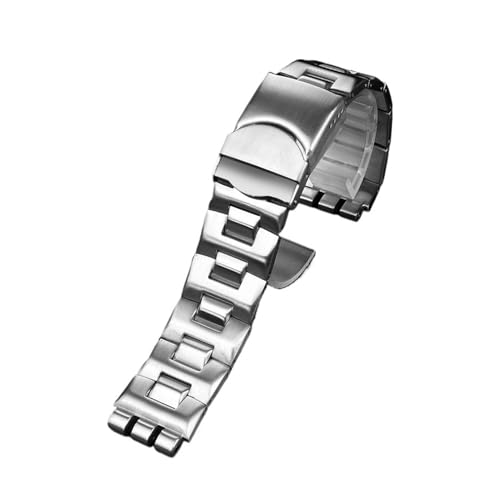KTRSAVSSA 17 19 21 mm Edelstahl-Uhrenarmband, kompatibel mit Swatch YCS YAS YGS YVS IRONY-Serie, Herren- und Damen-Metallstahlband, Ersatzarmband(G20 Silver,17mm) von KTRSAVSSA
