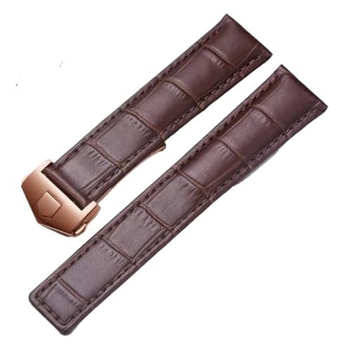 KTRSAVSSA 20 Mm 22 Mm 24 Mm Lederarmband Kompatibel Mit Tag Heuer Watch Carrera Monaco Uhrengürtel Schwarz Braun Armband Armbanduhr Uhrenarmbänder(Brown-rose gold,22mm) von KTRSAVSSA