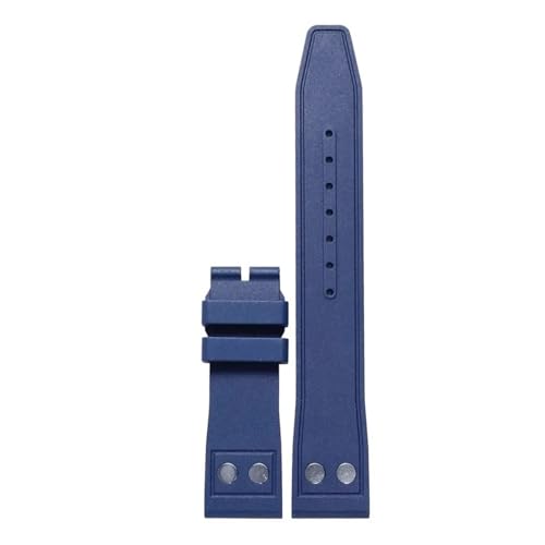 KTRSAVSSA 20 mm 21 mm 22 mm Naturweiches Fluorkautschuk-FKM-Kautschukarmband, kompatibel mit IWC-Armband Big Pilot Portofino TOP-Uhrenarmband mit Niete(Blue-No buckle,22mm) von KTRSAVSSA