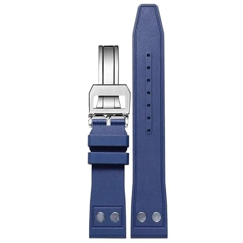 KTRSAVSSA 20 mm 21 mm 22 mm Naturweiches Fluorkautschuk-FKM-Kautschukarmband, kompatibel mit IWC-Armband Big Pilot Portofino TOP-Uhrenarmband mit Niete(Blue-silver7,20mm) von KTRSAVSSA