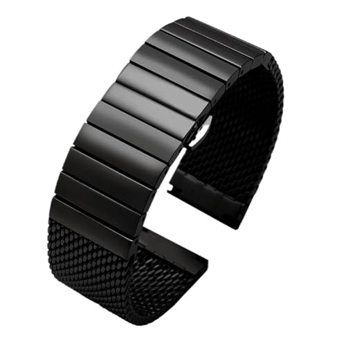 KTRSAVSSA 20 mm 22 mm 24 mm Stahl-Taucharmband mit Haifischnetz, kompatibel mit Mailänder Breitling Panerai Omega Seiko Nr. 5 Armband, Edelstahlarmband(2113 Black,22mm) von KTRSAVSSA