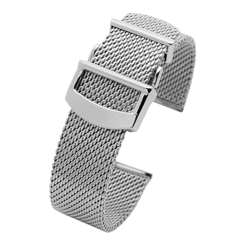 KTRSAVSSA 20 mm 22 mm Mailänder Edelstahl-Mesh-Uhrenarmband, kompatibel mit Omega Seamaster 300 007 IWC PORTOFINO FAMILY Series Faltschließe(22mm) von KTRSAVSSA