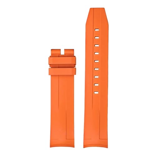KTRSAVSSA 21 mm hochwertiges FKM-Armband, kompatibel mit der Tissot 1853 T120-Serie, Herren-Taucharmband aus Fluorkautschuk mit gebogenem Ende, Armband mit Stahlschnalle(Orange00) von KTRSAVSSA