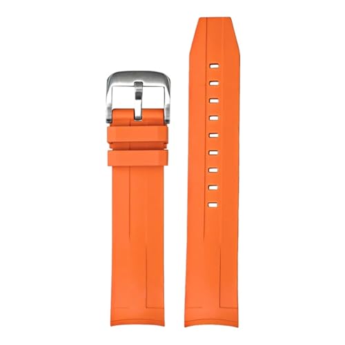 KTRSAVSSA 21 mm hochwertiges FKM-Armband, kompatibel mit der Tissot 1853 T120-Serie, Herren-Taucharmband aus Fluorkautschuk mit gebogenem Ende, Armband mit Stahlschnalle(Orange01) von KTRSAVSSA