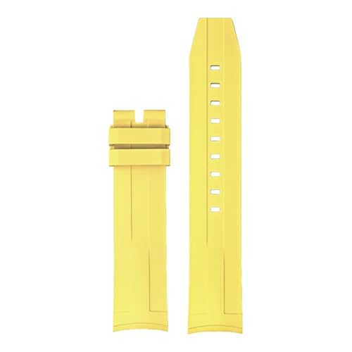 KTRSAVSSA 21 mm hochwertiges FKM-Armband, kompatibel mit der Tissot 1853 T120-Serie, Herren-Taucharmband aus Fluorkautschuk mit gebogenem Ende, Armband mit Stahlschnalle(Yellow00) von KTRSAVSSA