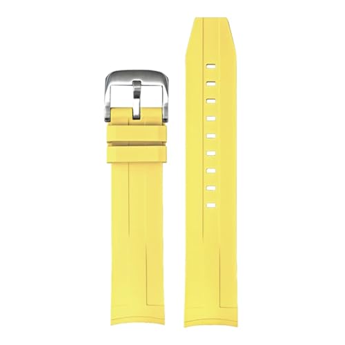 KTRSAVSSA 21 mm hochwertiges FKM-Armband, kompatibel mit der Tissot 1853 T120-Serie, Herren-Taucharmband aus Fluorkautschuk mit gebogenem Ende, Armband mit Stahlschnalle(Yellow01) von KTRSAVSSA