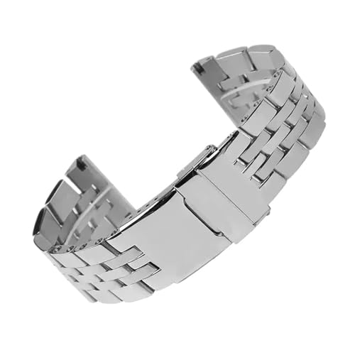 KTRSAVSSA 22 mm 24 Edelstahl-Uhrenarmband, kompatibel mit Breitling-Uhrenarmband, Silber/Gold, Herrenarmband, versteckter Druckknopfverschluss(22mm) von KTRSAVSSA
