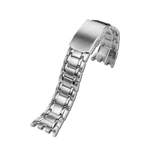 KTRSAVSSA 23 mm silbernes Uhrenarmband aus massivem Edelstahl, kompatibel mit Casio 3745 EF-312D-1A EF312 EFR-300 EFR-301, Metall-Uhrenarmband for Herren von KTRSAVSSA