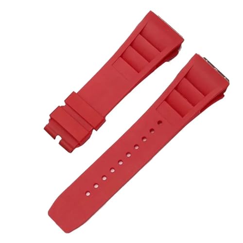 KTRSAVSSA 25 mm – 20 mm weiches Gummiarmband, kompatibel mit Richard Mille RM011-Serie, Armband im Schraubstil, Herren-Uhrenarmband-Zubehör(Red-No buckle) von KTRSAVSSA